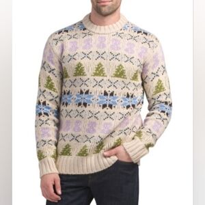 NWT NN07 Stein Nordic Crewneck Sweater, Ecru Multi